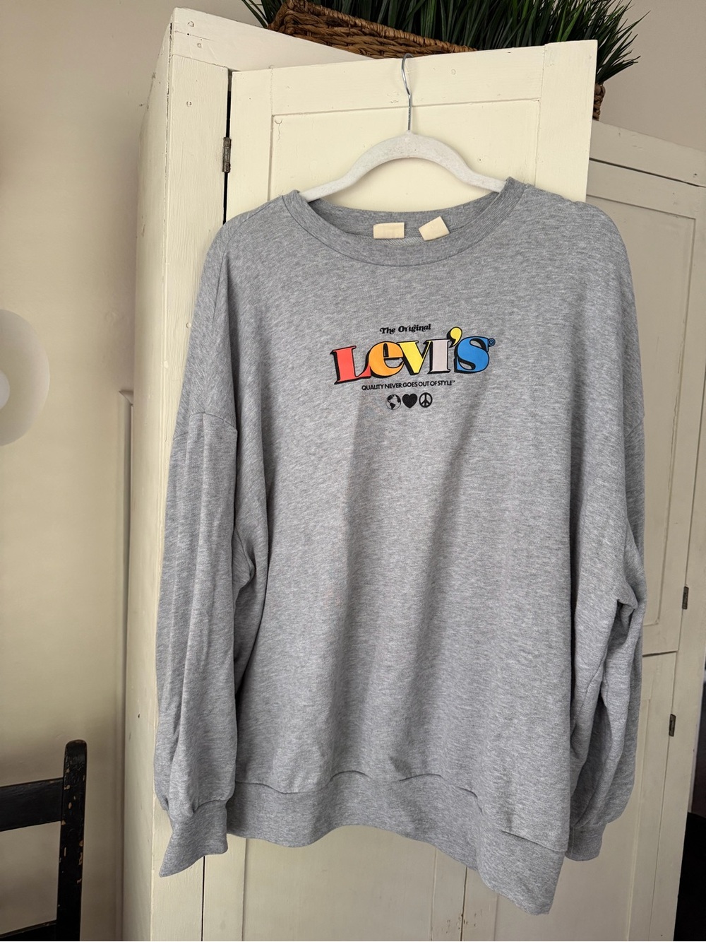 Levi's Gray Crewneck with Multicolor Logo